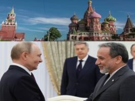 President VLADIMIR PUTIN and Iranian Foreign Minister ABBAS ARAGHCHI.
